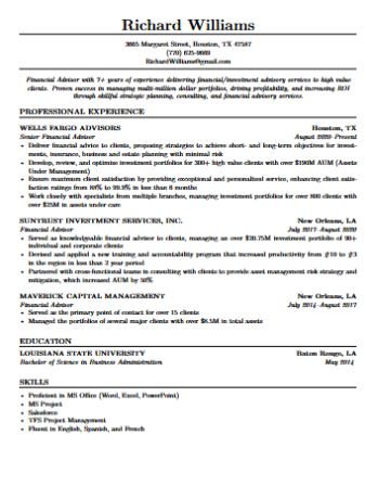 Chicago resume template